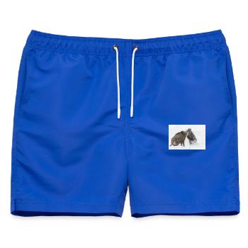 kämpfende Wildschweine im Schnee - Männer Badeshorts - Royalblau - Vorne - AI Model Male 178 light (178cm)