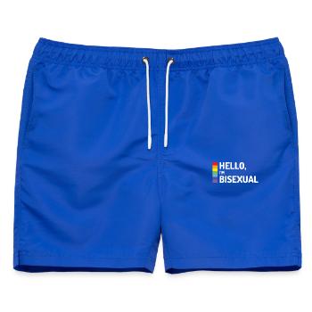 Hallo, ich bin bisexuell - Männer Badeshorts - Royalblau - Vorne - AI Model Male 178 light (178cm)
