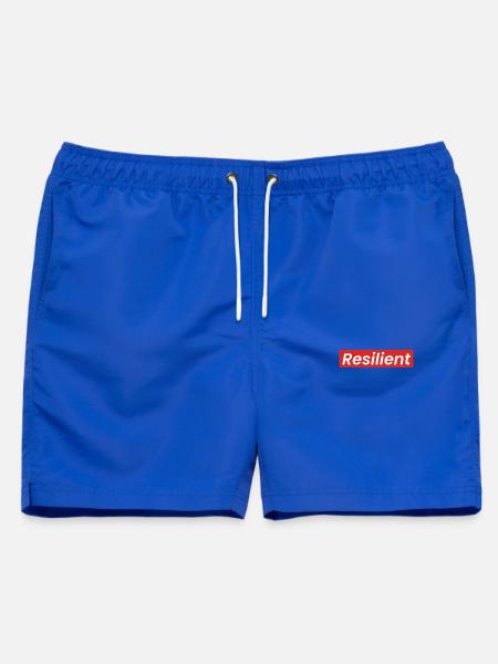 „Resilient“ Statement Shirt in Weiß auf Rot - Männer Badeshorts - Royalblau