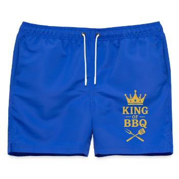 King of BBQ | Grillmeister Krone - Männer Badeshorts - Royalblau - Vorne - AI Model Male 178 light (178cm)