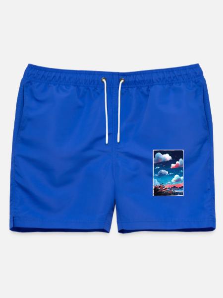 Nacht über der Küstenstadt - Männer Badeshorts - Royalblau
