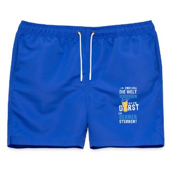 Eher soll die Welt verderben - Männer Badeshorts - Royalblau - Vorne - AI Model Male 178 light (178cm)