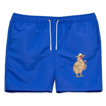 Huhn Rotwein - Männer Badeshorts - Royalblau - Vorne - AI Model Male 178 light (178cm)