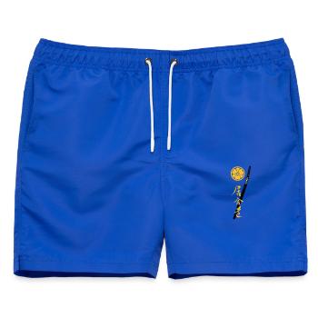 Iaido Kanji Katana & Mon - Männer Badeshorts - Royalblau - Vorne - AI Model Male 178 light (178cm)