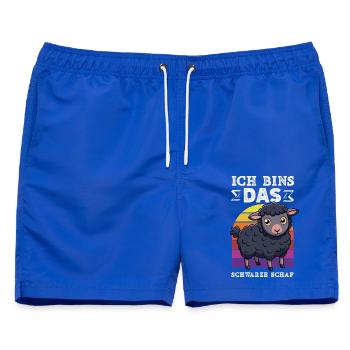 Das Schwarze Schaf Lustiges Motiv - Männer Badeshorts - Royalblau - Vorne - AI Model Male 178 light (178cm)