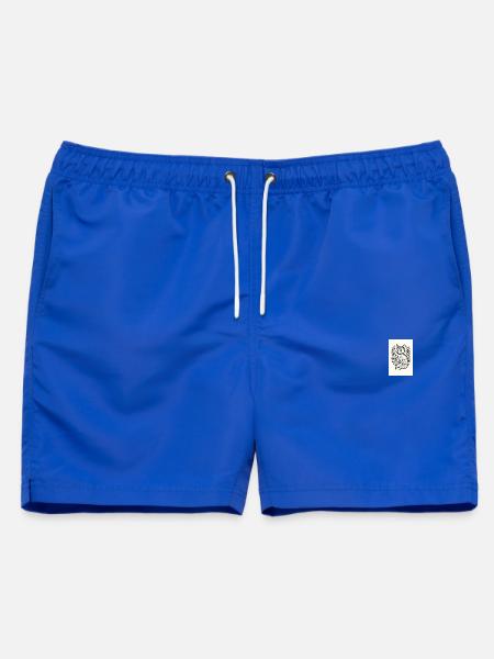 Fuchs im Blumenkranz Lineart - Männer Badeshorts - Royalblau