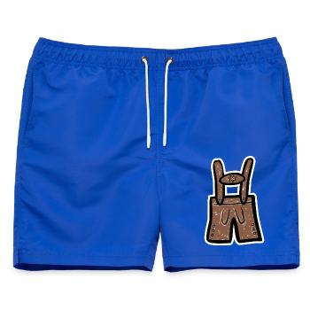 Lederhose - Farbige Zeichnung - Männer Badeshorts - Royalblau - Vorne - AI Model Male 178 light (178cm)