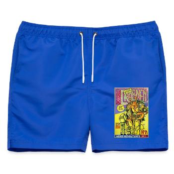 CRABMEN Super Fiction Comix No 04 - Männer Badeshorts - Royalblau - Vorne - AI Model Male 178 light (178cm)