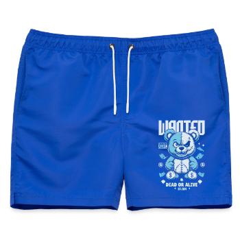 Gesuchter Bär – Streetwear Gangster Design - Männer Badeshorts - Royalblau - Vorne - AI Model Male 178 light (178cm)