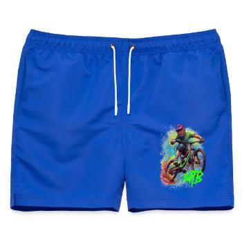 Mountainbike Action Kunst - Männer Badeshorts - Royalblau - Vorne - AI Model Male 178 light (178cm)