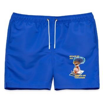 Silly Chilled Duck im Sommerurlaub (weiß) - Männer Badeshorts - Royalblau - Vorne - AI Model Male 178 light (178cm)