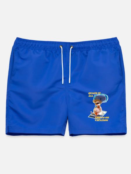 Silly Chilled Duck im Sommerurlaub (weiß) - Männer Badeshorts - Royalblau