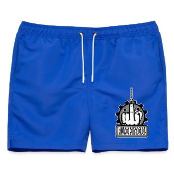 Fuck You Bohrer Design Grau - Männer Badeshorts - Royalblau - Vorne - AI Model Male 178 light (178cm)
