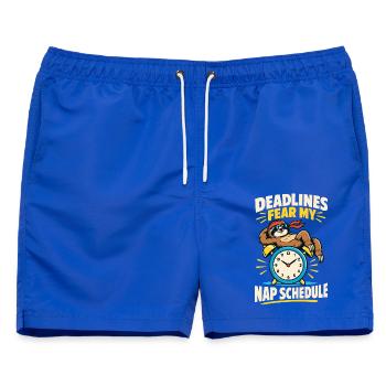 Faultier – Deadlines Fear My Nap Schedule - Männer Badeshorts - Royalblau - Vorne - AI Model Male 178 light (178cm)