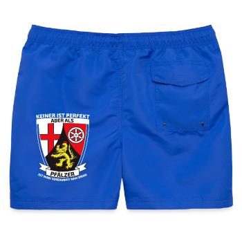 Keiner ist perfekt aber als Pfälzer - Männer Badeshorts - Royalblau - Hinten - AI Model Male 178 light (178cm)