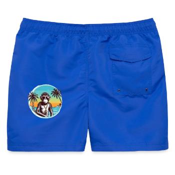 Cool Affe*Sommer Strand Design - Männer Badeshorts - Royalblau - Hinten - AI Model Male 178 light (178cm)