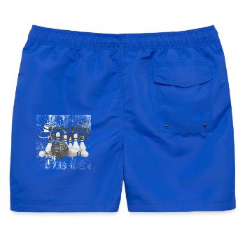 Power Strike Bowling Grunge - Männer Badeshorts - Royalblau - Hinten - AI Model Male 178 light (178cm)