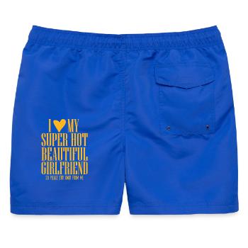Freundin Spruch Partner Look Geschenk - Männer Badeshorts - Royalblau - Hinten - AI Model Male 178 light (178cm)