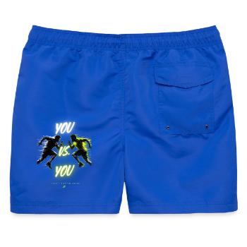 DuGegenDich Duell - Männer Badeshorts - Royalblau - Hinten - AI Model Male 178 light (178cm)
