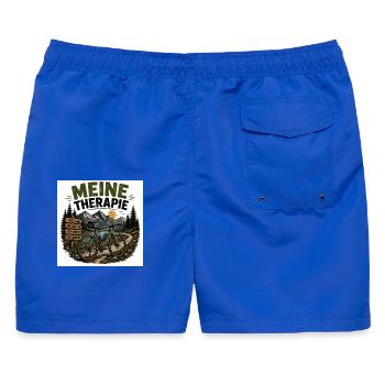Meine Therapie: Bergbike Auszeit - Männer Badeshorts - Royalblau - Hinten - AI Model Male 178 light (178cm)