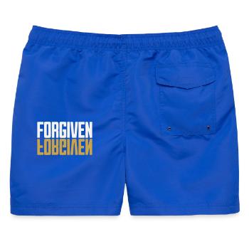Forgiven Spiegel Design Weiß Gold Dark - Männer Badeshorts - Royalblau - Hinten - AI Model Male 178 light (178cm)