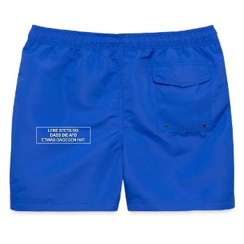 Lebe stets so, dass die AfD etwas dagegen hat. - Männer Badeshorts - Royalblau - Hinten - AI Model Male 178 light (178cm)