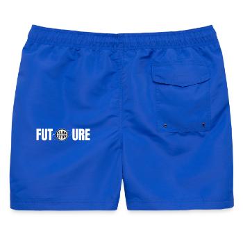 Zukunftsglobus Icon Design - Männer Badeshorts - Royalblau - Hinten - AI Model Male 178 light (178cm)