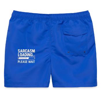 Sarkasmus  - Männer Badeshorts - Royalblau - Hinten - AI Model Male 178 light (178cm)