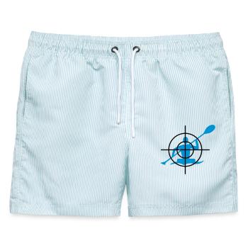 Kanu im Fadenkreuz - Männer Badeshorts - hellblau gestreift - Vorne - AI Model Male 178 light (178cm)