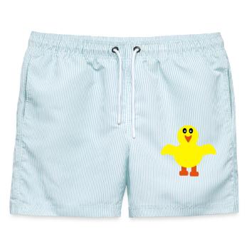 Süsse Ente - Männer Badeshorts - hellblau gestreift - Vorne - AI Model Male 178 light (178cm)