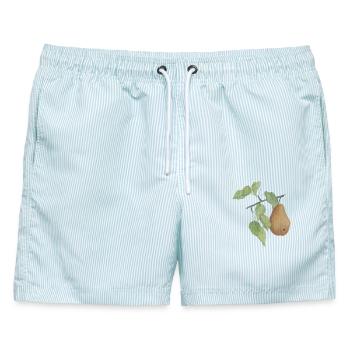 Obst Birne - Männer Badeshorts - hellblau gestreift - Vorne - AI Model Male 178 light (178cm)