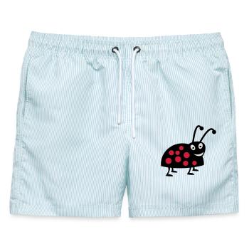 Marienkäfer - Männer Badeshorts - hellblau gestreift - Vorne - AI Model Male 178 light (178cm)