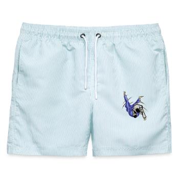Judo - Männer Badeshorts - hellblau gestreift - Vorne - AI Model Male 178 light (178cm)
