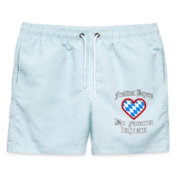Do samma dahoam - Männer Badeshorts - hellblau gestreift - Vorne - AI Model Male 178 light (178cm)