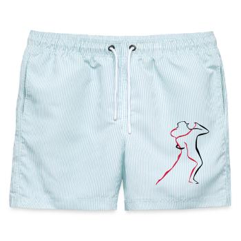 Tango-4-1 - Männer Badeshorts - hellblau gestreift - Vorne - AI Model Male 178 light (178cm)