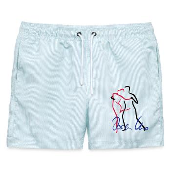 Tango-1 - Männer Badeshorts - hellblau gestreift - Vorne - AI Model Male 178 light (178cm)