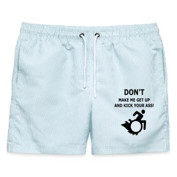 Lass mich nicht aus meinem Rollstuhl aufstehen # - Männer Badeshorts - hellblau gestreift - Vorne - AI Model Male 178 light (178cm)