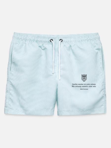 Dreißig werden ist nicht schwer - Männer Badeshorts - hellblau gestreift
