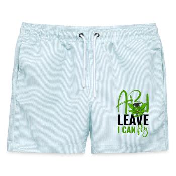 Abi Leave I Can Fly - Abitur  - Männer Badeshorts - hellblau gestreift - Vorne - AI Model Male 178 light (178cm)