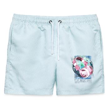 Play Music Loud - das Party Shirt für Musiker - Männer Badeshorts - hellblau gestreift - Vorne - AI Model Male 178 light (178cm)