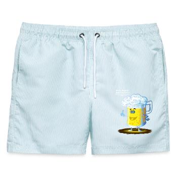 Beer happy toon - Männer Badeshorts - hellblau gestreift - Vorne - AI Model Male 178 light (178cm)