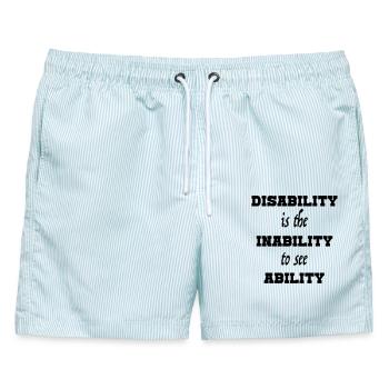 Fähigkeit4 - Männer Badeshorts - hellblau gestreift - Vorne - AI Model Male 178 light (178cm)