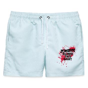 zombies runied this shirt - zombie blutflecken - Männer Badeshorts - hellblau gestreift - Vorne - AI Model Male 178 light (178cm)
