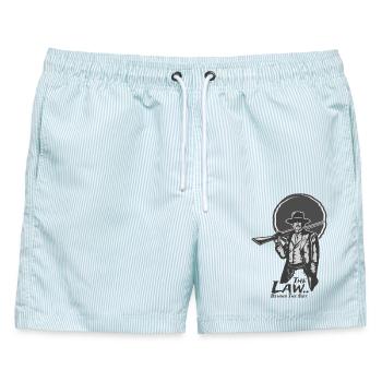 Outlaw Cowboy - Männer Badeshorts - hellblau gestreift - Vorne - AI Model Male 178 light (178cm)