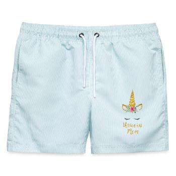 Unicorn Mom - Männer Badeshorts - hellblau gestreift - Vorne - AI Model Male 178 light (178cm)