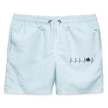 Segelschiff - Männer Badeshorts - hellblau gestreift - Vorne - AI Model Male 178 light (178cm)