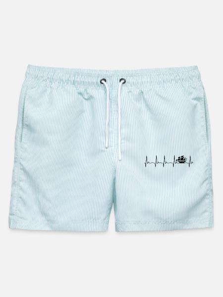 Segelschiff - Männer Badeshorts - hellblau gestreift