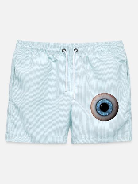 Auge Nahaufnahme Blaue Iris - Männer Badeshorts - hellblau gestreift