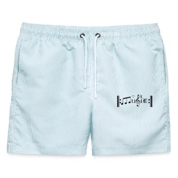 Musik - Männer Badeshorts - hellblau gestreift - Vorne - AI Model Male 178 light (178cm)