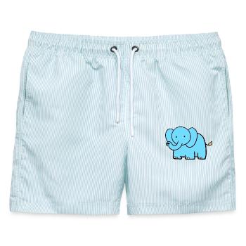 Kleiner Elefant - Männer Badeshorts - hellblau gestreift - Vorne - AI Model Male 178 light (178cm)